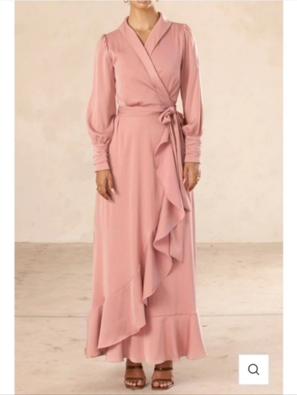 Veiled Collection Shereen Wrap Front Satin Maxi Dress- M